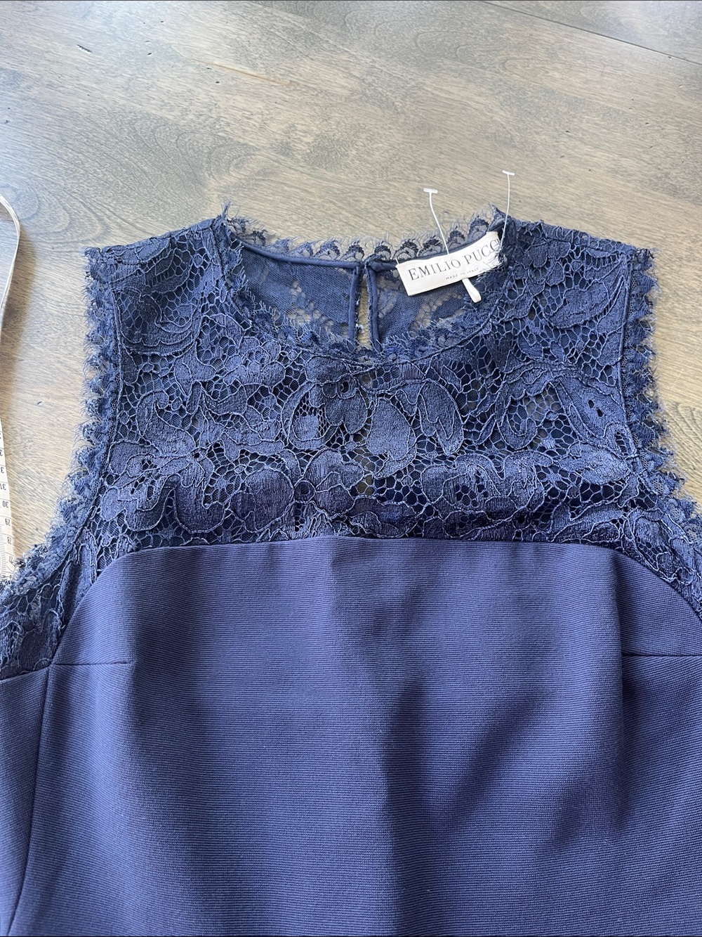 Emilio Pucci Navy Lace Yoke Sleeveless Dress - Picture 11 of 11